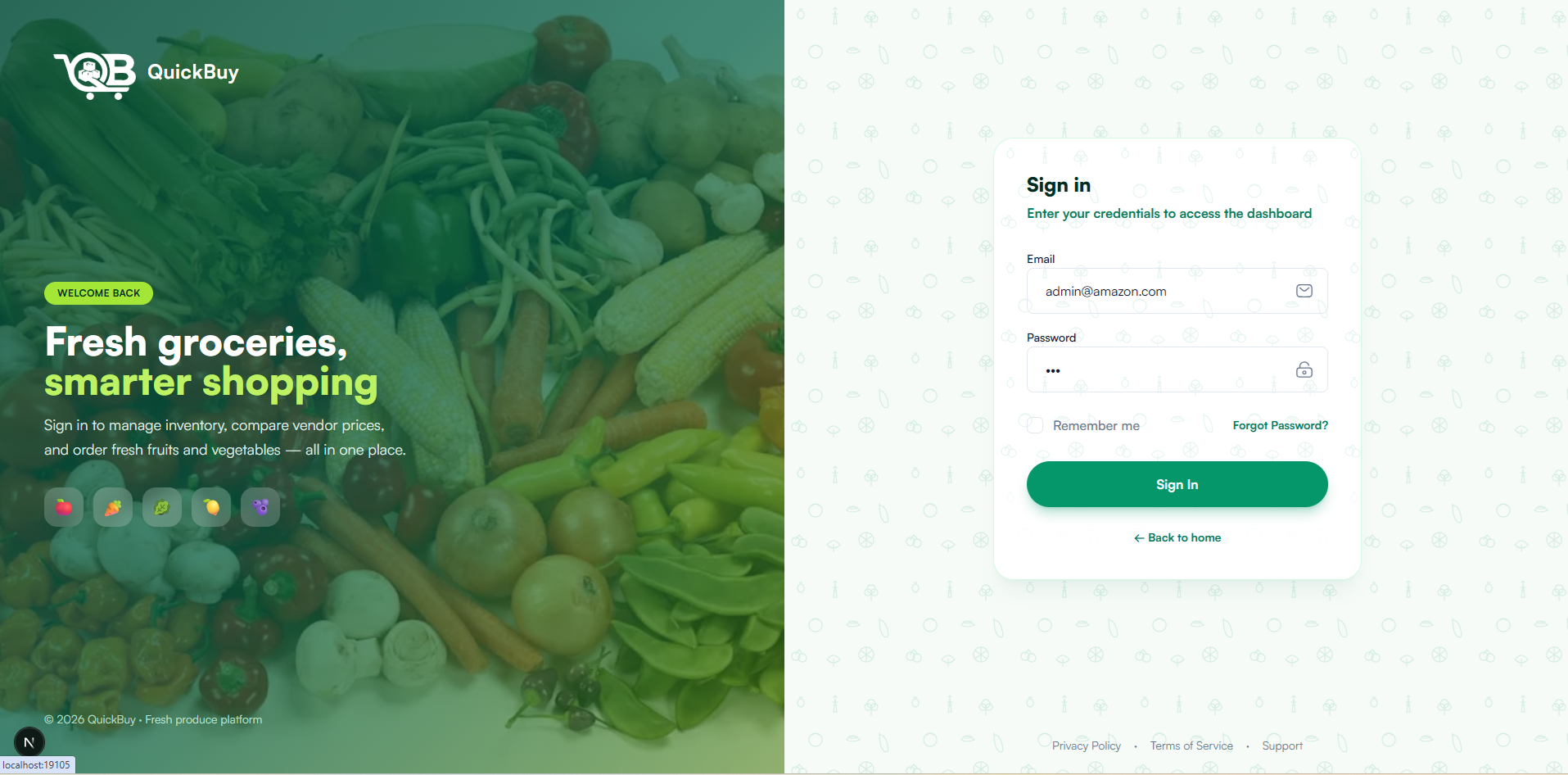 QuickBuy web sign in